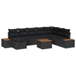 vidaXL Solid Acacia Wood Sofa Set with Cushions in Black