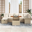 vidaXL Solid Acacia Wood Sofa Set with Cushions in Beige
