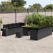 vidaXL Solid Acacia Wood Sofa Set with Cushions in Black