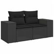 vidaXL Solid Acacia Wood Sofa Set with Cushions in Black