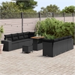 vidaXL Solid Acacia Wood Sofa Set with Cushions in Black