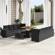 vidaXL Solid Acacia Wood Sofa Set with Cushions in Black
