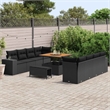 vidaXL Solid Acacia Wood Sofa Set with Cushions in Black