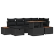 vidaXL Solid Acacia Wood Sofa Set with Cushions in Black