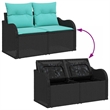 vidaXL Poly Rattan Sofa Set with Cushions in Black
