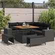 vidaXL Solid Acacia Wood Sofa Set with Cushions in Black