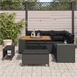 vidaXL Solid Acacia Wood Sofa Set with Cushions in Black