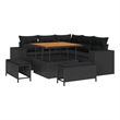 vidaXL Solid Acacia Wood Sofa Set with Cushions in Black