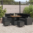 vidaXL Solid Acacia Wood Sofa Set with Cushions in Black
