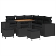 vidaXL Solid Acacia Wood Sofa Set with Cushions in Black