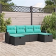 vidaXL Solid Acacia Wood Sofa Set with Cushions in Black