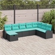 vidaXL Solid Acacia Wood Sofa Set with Cushions in Black