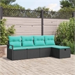 vidaXL Solid Acacia Wood Sofa Set with Cushions in Black