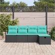 vidaXL Solid Acacia Wood Sofa Set with Cushions in Black
