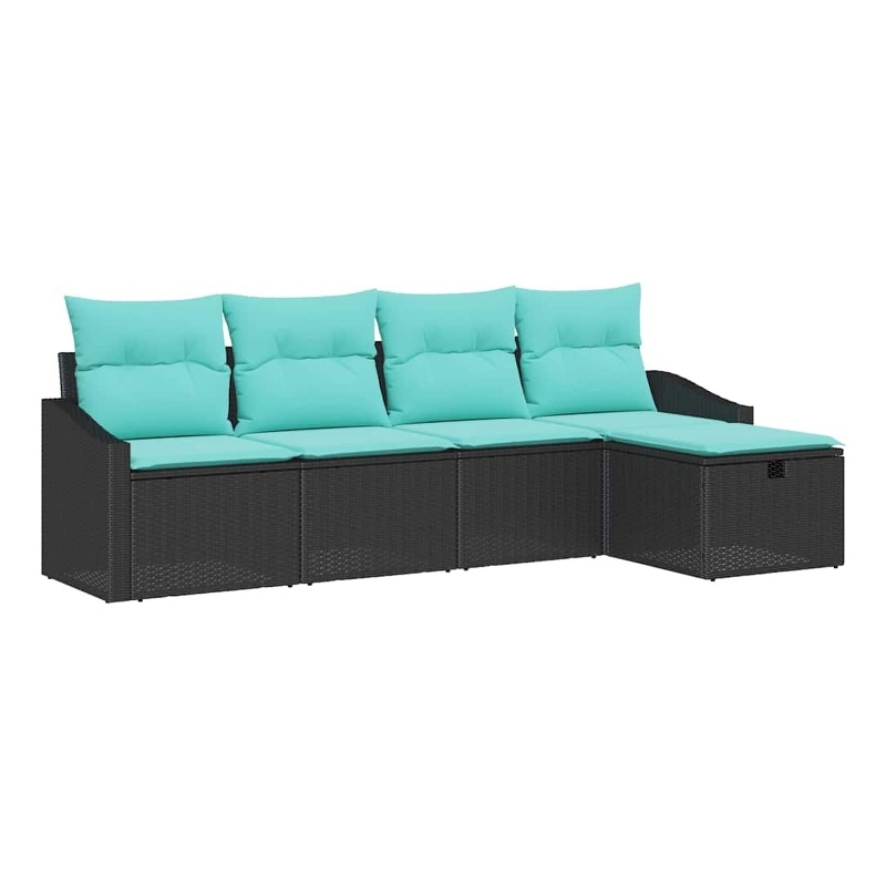 vidaXL Poly Rattan Sofa Set with Cushions in Black
