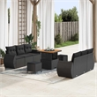 vidaXL Solid Acacia Wood Sofa Set with Cushions in Black