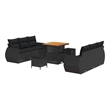 vidaXL Solid Acacia Wood Sofa Set with Cushions in Black