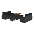 vidaXL Solid Acacia Wood Sofa Set with Cushions in Black