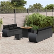 vidaXL Solid Acacia Wood Sofa Set with Cushions in Black