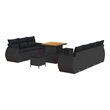 vidaXL Solid Acacia Wood Sofa Set with Cushions in Black