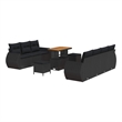 vidaXL Solid Acacia Wood Sofa Set with Cushions in Black
