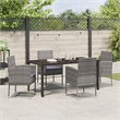 vidaXL Poly Rattan Dining Set with Cushions in Gray