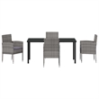 vidaXL Poly Rattan Dining Set with Cushions in Gray