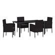 vidaXL Poly Rattan Dining Set with Cushions in Black