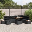 vidaXL Solid Acacia Wood Sofa Set with Cushions in Black
