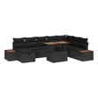 vidaXL Solid Acacia Wood Sofa Set with Cushions in Black
