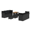 vidaXL Solid Acacia Wood Sofa Set with Cushions in Black