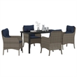 vidaXL Poly Rattan Dining Set with Cushions in Gray