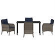 vidaXL Poly Rattan Dining Set with Cushions in Gray