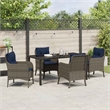 vidaXL Poly Rattan Dining Set with Cushions in Gray