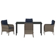 vidaXL Poly Rattan Dining Set with Cushions in Gray