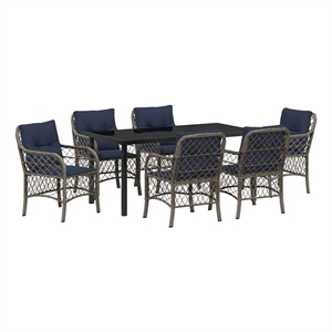 vidaXL Steel Dining Set with Cushions in Black/Gray