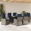 vidaXL Poly Rattan Dining Set with Cushions in Gray
