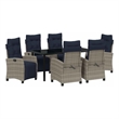 vidaXL Poly Rattan Dining Set with Cushions in Gray