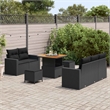 vidaXL Solid Acacia Wood Sofa Set with Cushions in Black