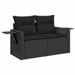 vidaXL Solid Acacia Wood Sofa Set with Cushions in Black