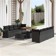vidaXL Solid Acacia Wood Sofa Set with Cushions in Black