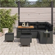 vidaXL Solid Acacia Wood Sofa Set with Cushions in Black