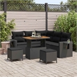 vidaXL Solid Acacia Wood Sofa Set with Cushions in Black