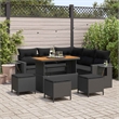 vidaXL Solid Acacia Wood Sofa Set with Cushions in Black
