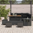 vidaXL Solid Acacia Wood Sofa Set with Cushions in Black
