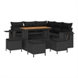 vidaXL Solid Acacia Wood Sofa Set with Cushions in Black