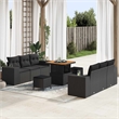 vidaXL Solid Acacia Wood Sofa Set with Cushions in Black