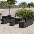 vidaXL Solid Acacia Wood Sofa Set with Cushions in Black