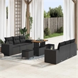 vidaXL Solid Acacia Wood Sofa Set with Cushions in Black