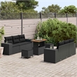 vidaXL Solid Acacia Wood Sofa Set with Cushions in Black